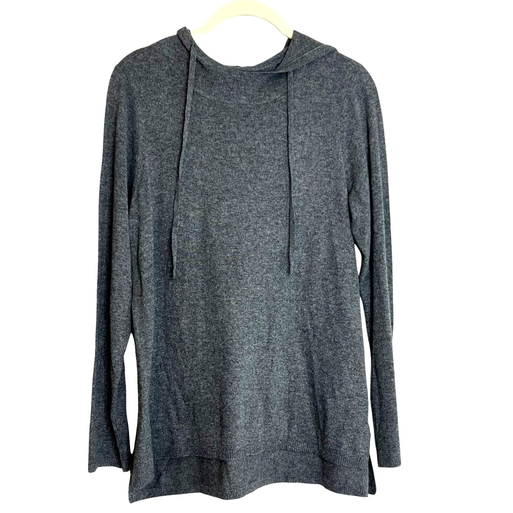 Alfani Modern Lounge Womens Lightweight Hooded Sweater Medium Gray 3% Cashmere